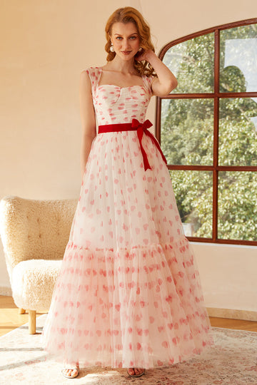 Princess A Line Sweetheart Long Ball Dress with Bowknot